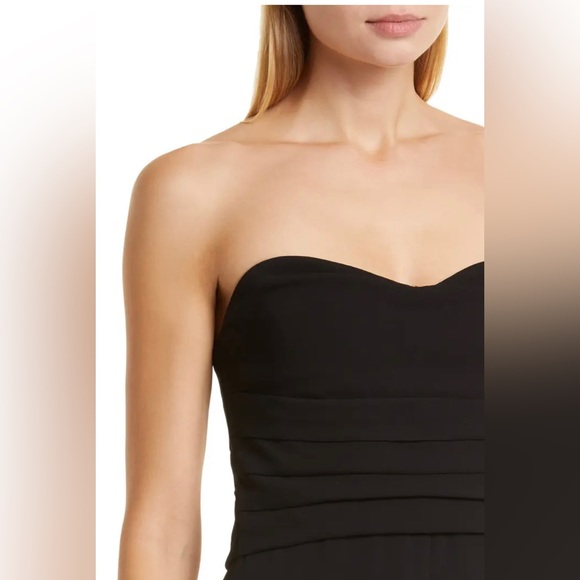 NWT $695 Jonathan Simkhai Rebecca Strapless Pleated Wide-Leg Jumpsuit, Black - Picture 8 of 13
